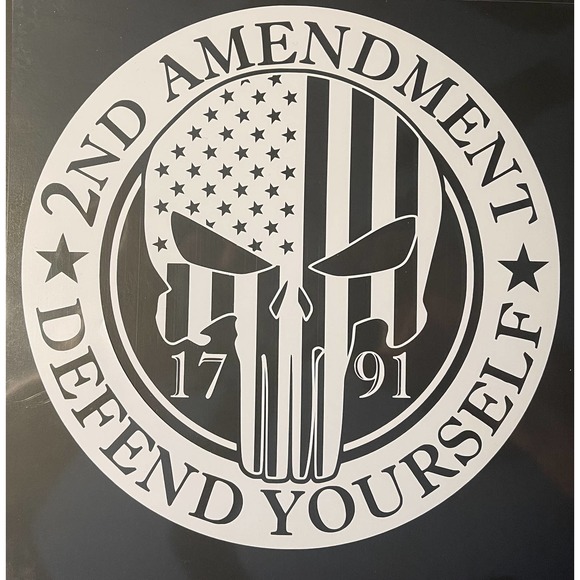2ND Amendment Punisher Skull Permanent White Vinyl Car Decal - Picture 1 of 1
